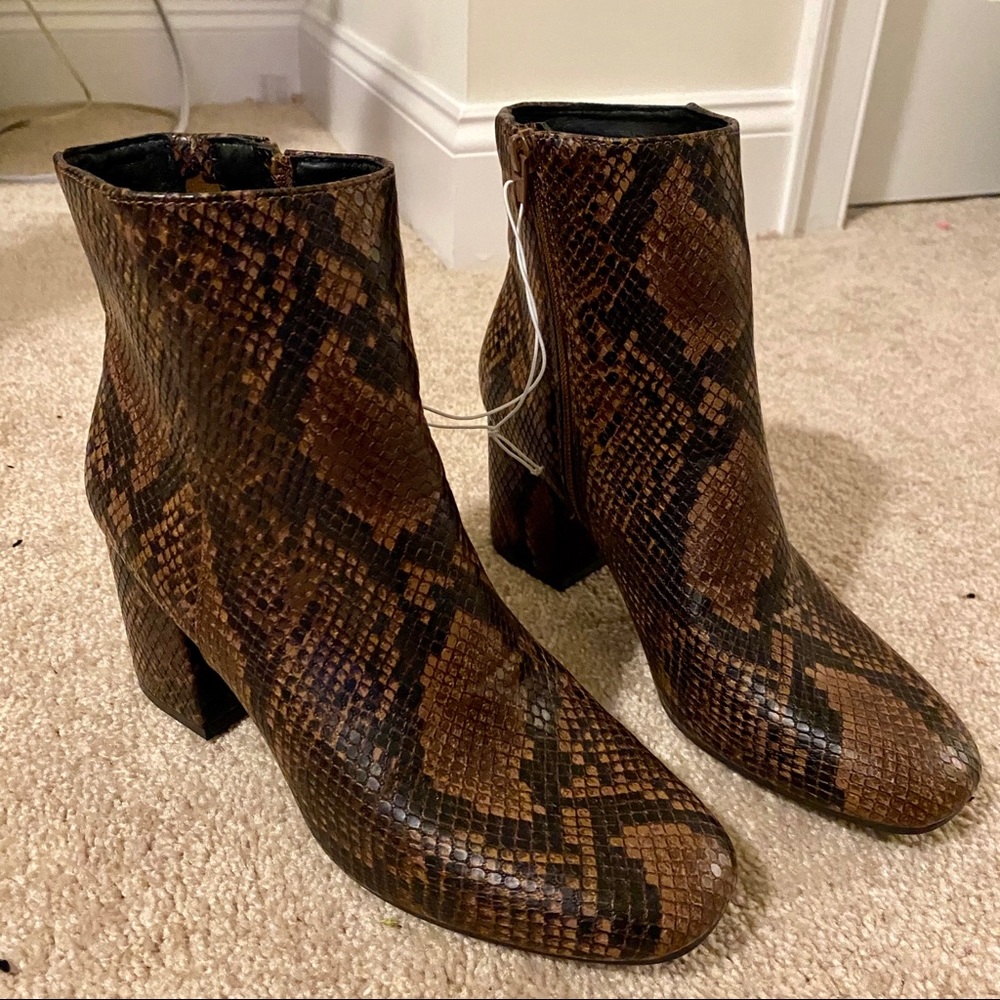 Brown Snakeskin Booties - A New Day